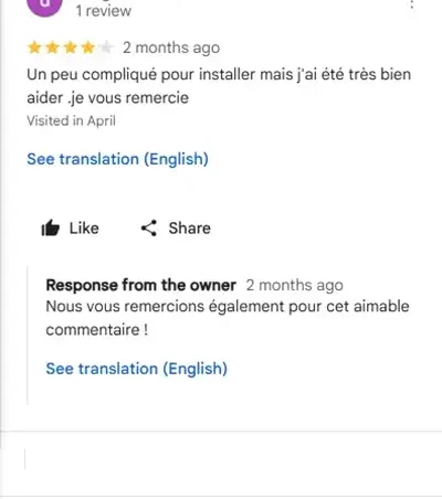 Évaluation 5 étoiles d’un client satisfait